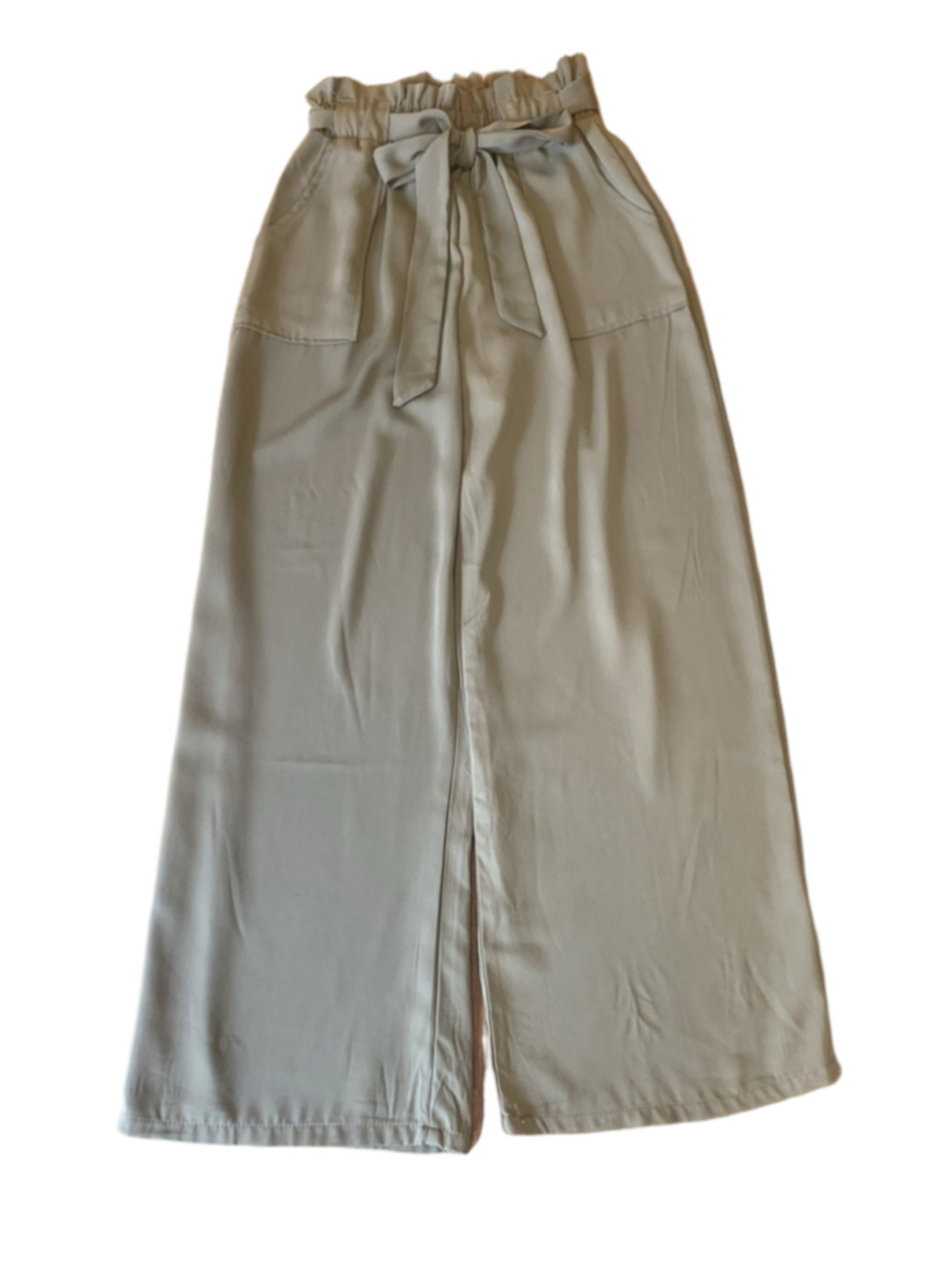 Love Streak Pants XS Olive Green Elastic Ruffle Waist and Belt